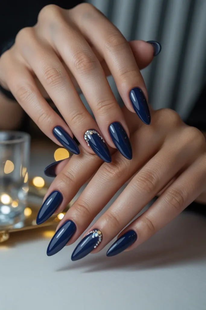 Navy with Rhinestone Accents