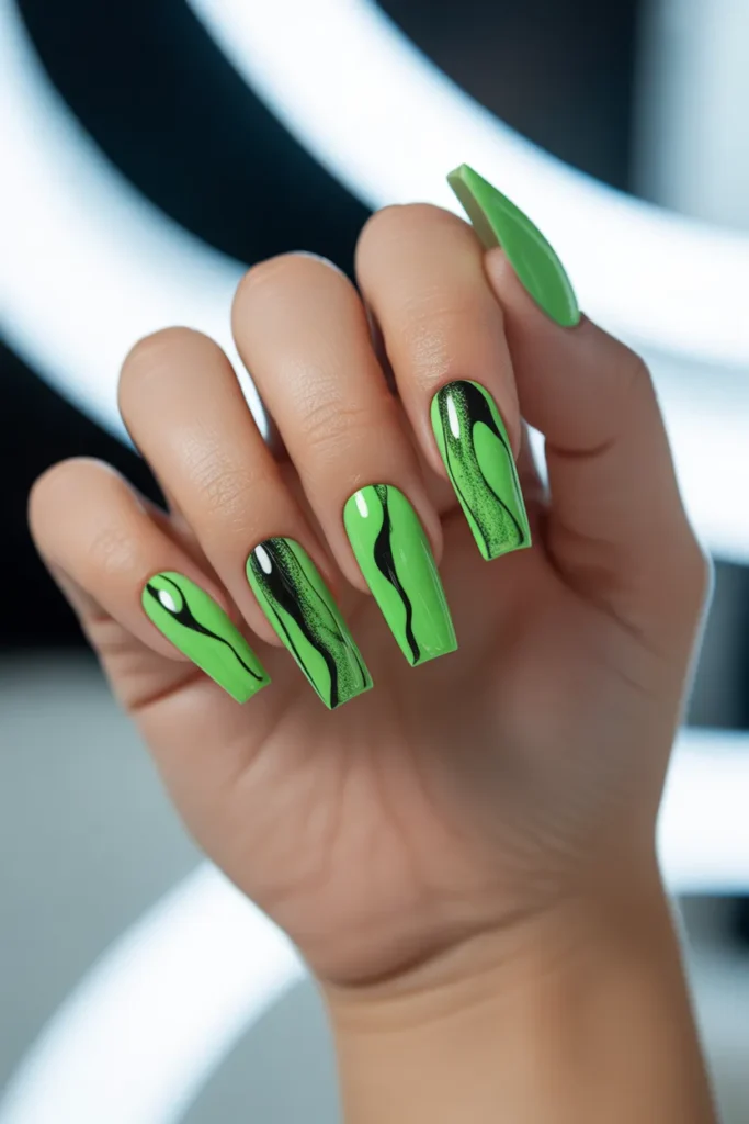 Neon Green with Black Streaks