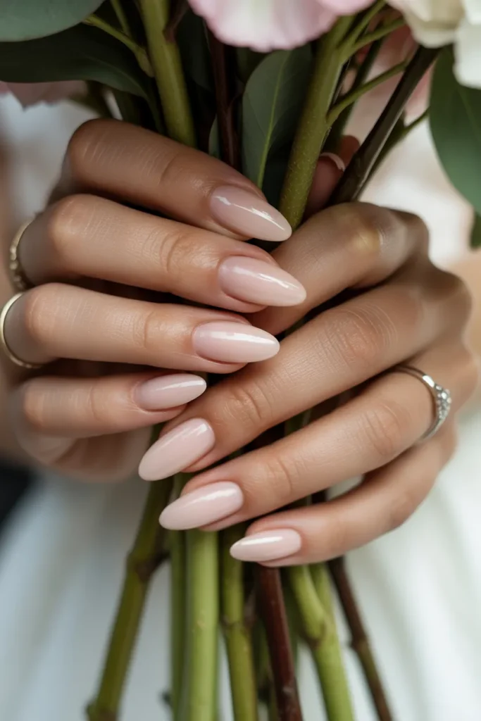 Neutral Ombre Nails with a Glossy Finish