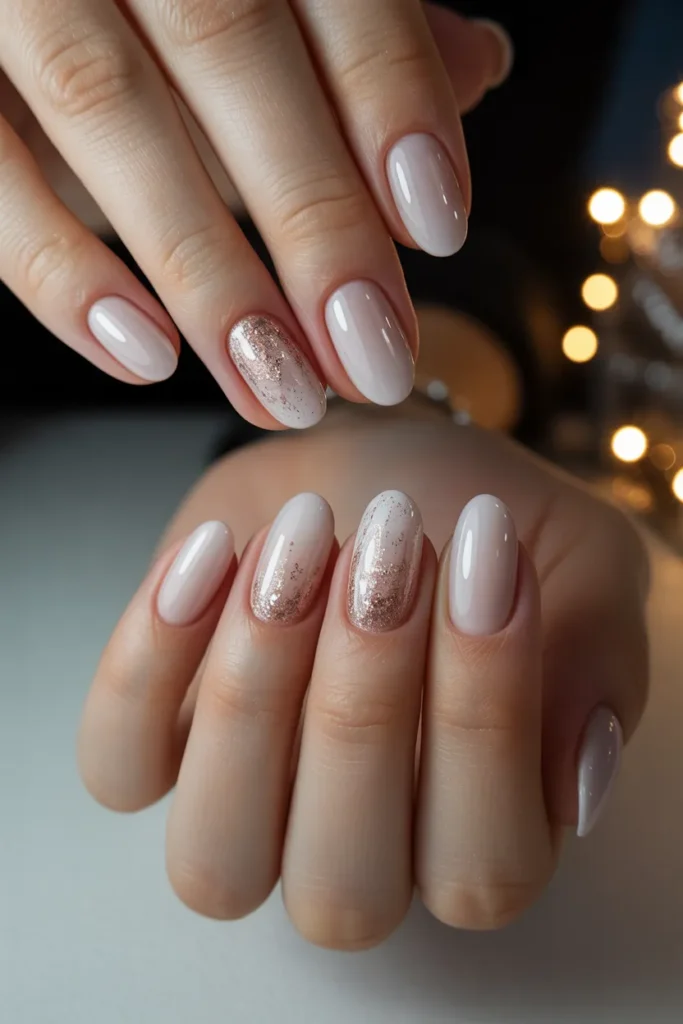 Nude Gradient with Glitter Accents