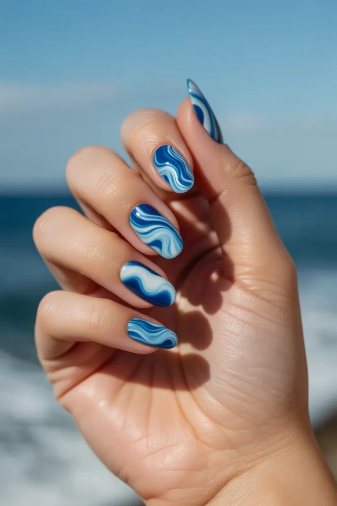 Ocean Blue and White Swirls