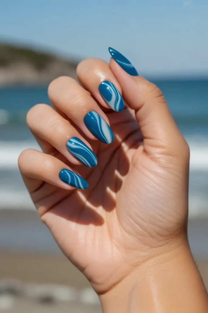 Ocean Blue and White Swirls