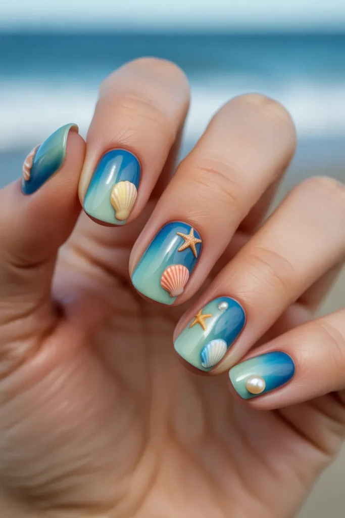Ocean Breeze Gradient with Mini Shells