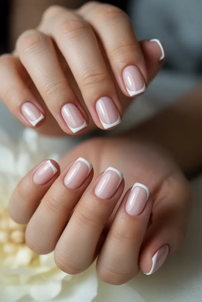 Pale Pink with White Tips