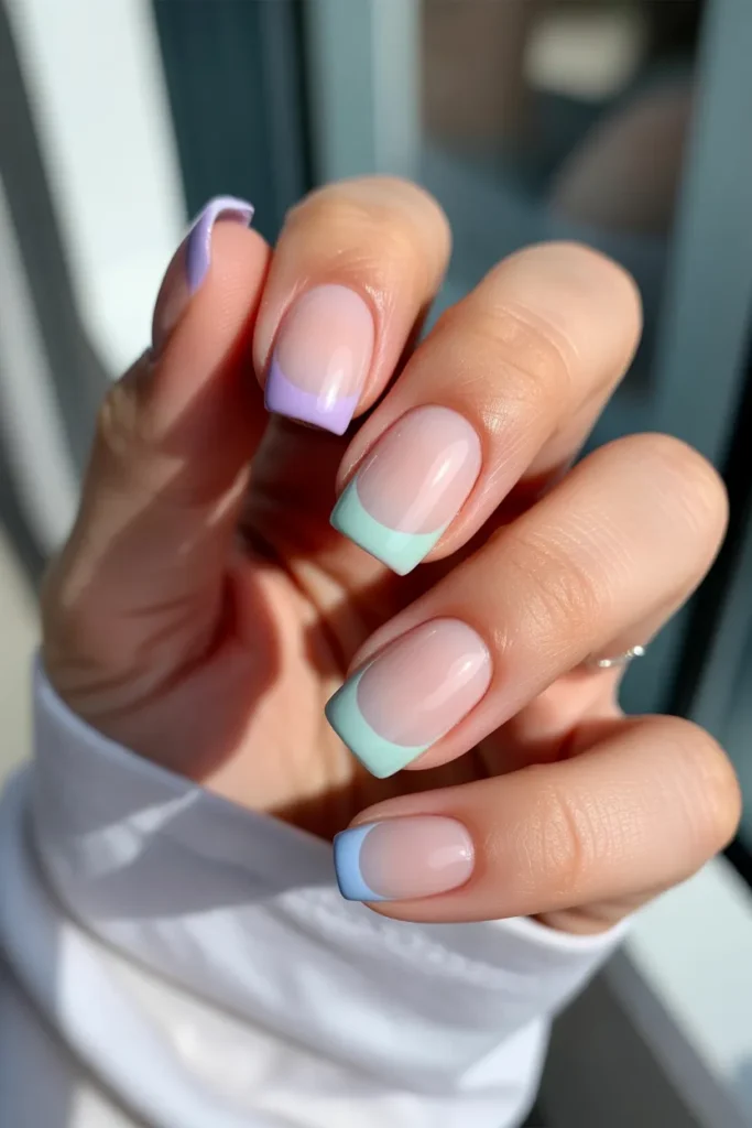 Pastel French Fade Square Nails
