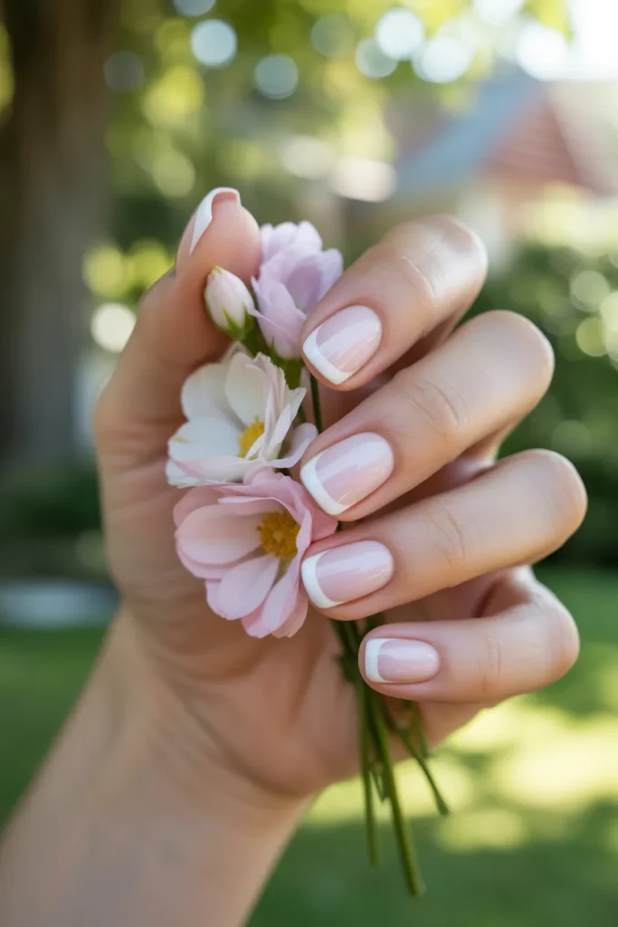 Pastel Pink and White Tips