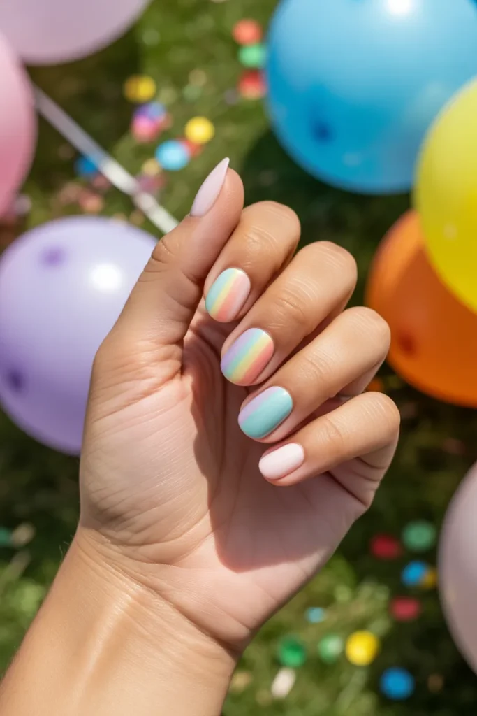 Pastel Rainbow Nails