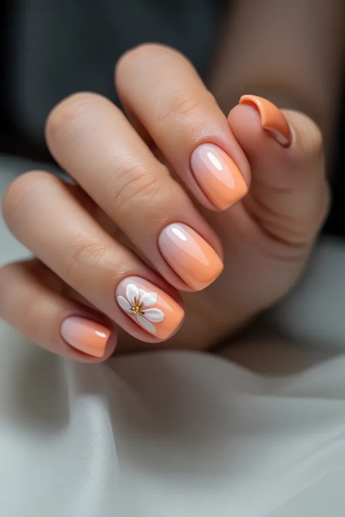 Peach Ombre with White Flowers