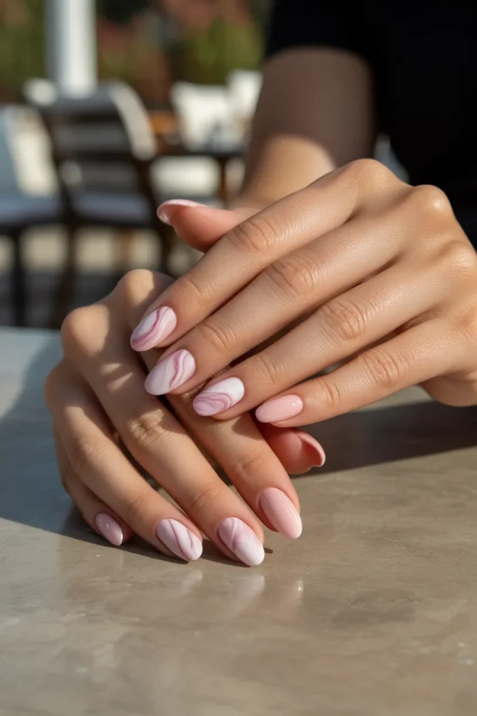 Pink Marble French Tips