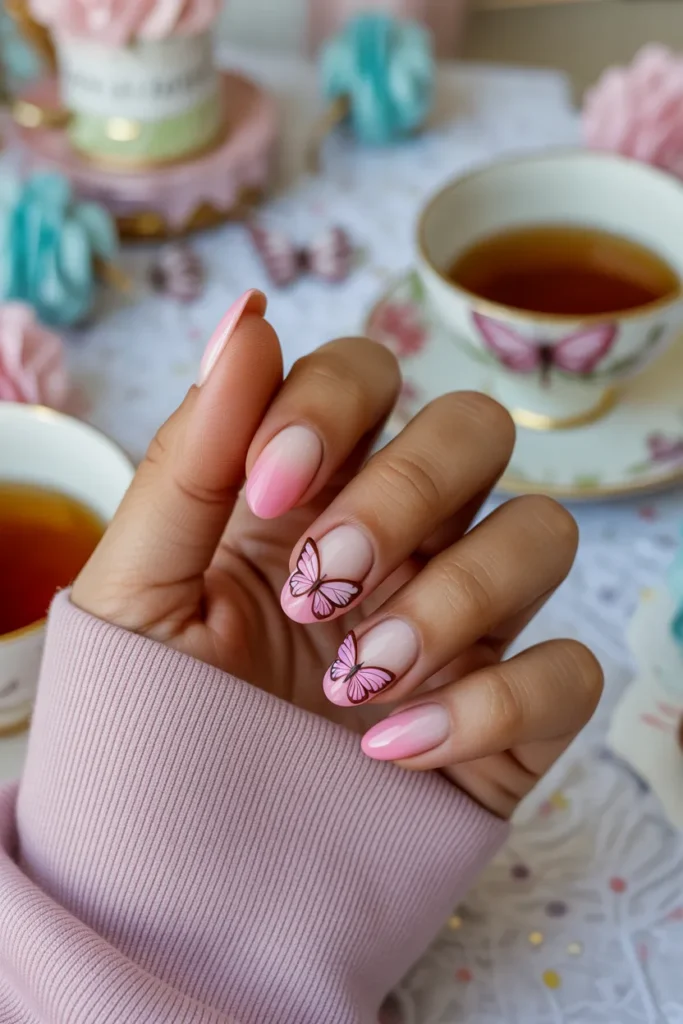 Pink Ombre with Butterfly Details