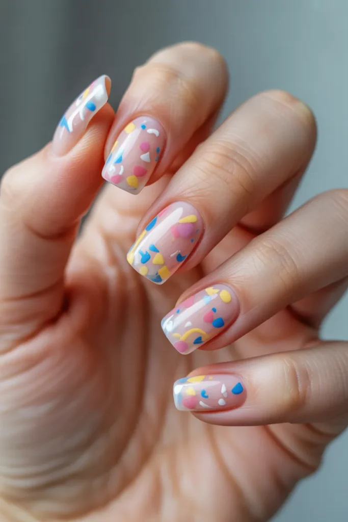Playful Confetti Acrylic Nails