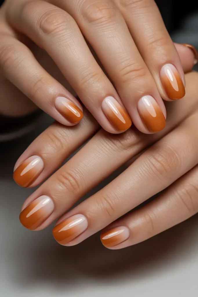 Pumpkin Spice Gradient Nails