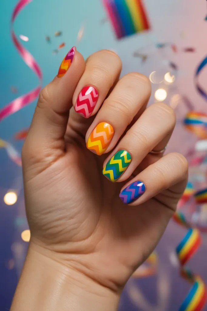 Rainbow Chevron Nails