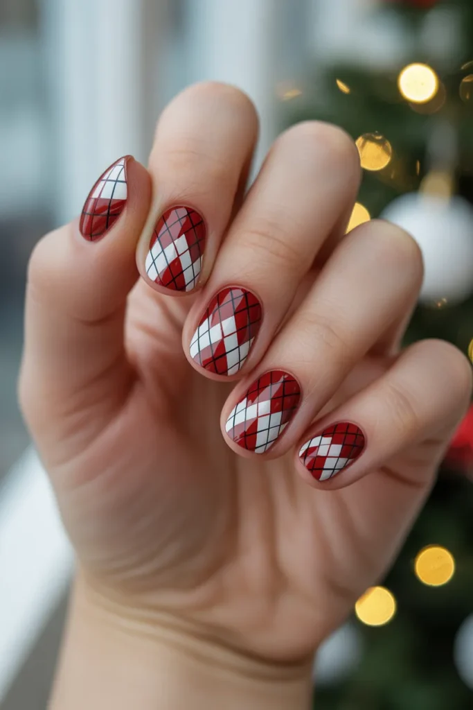 Red and White Argyle Design
