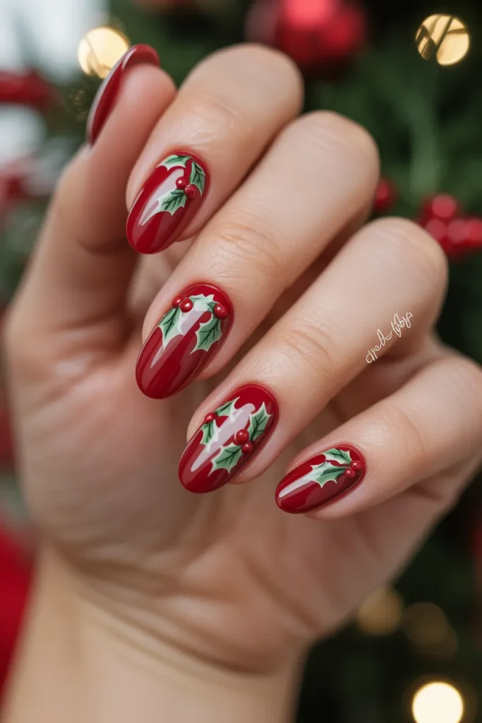 Red with Green Holly Accents