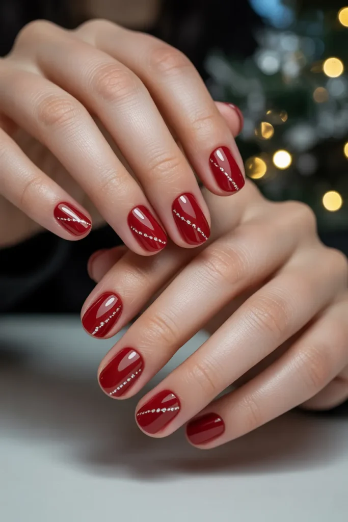 Red with White Dotted Lines