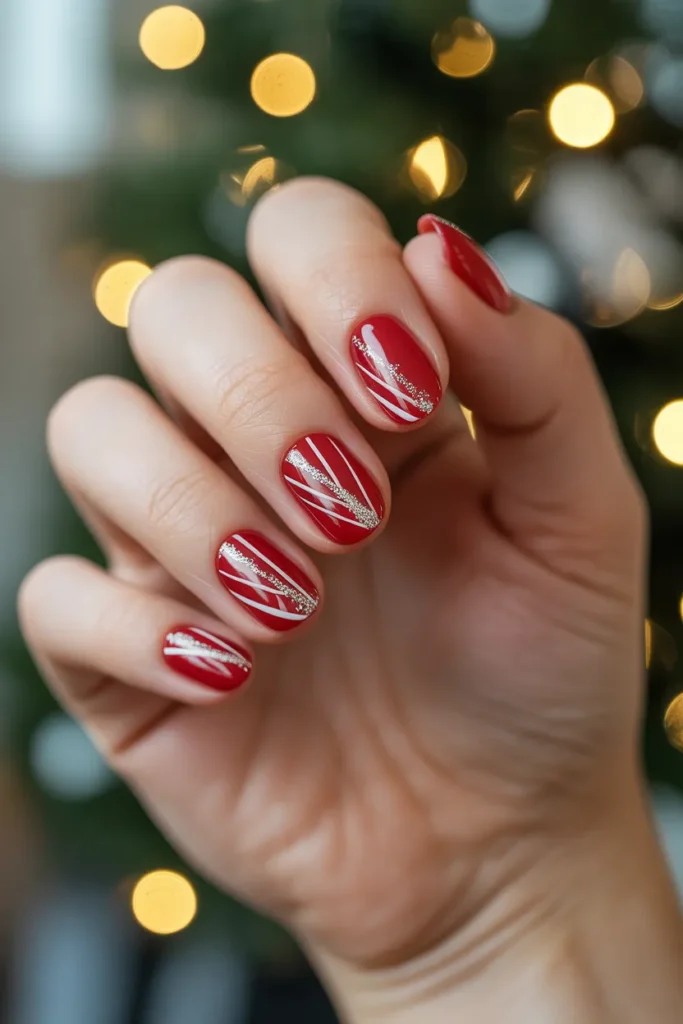 Red with White Stripes and Glitter