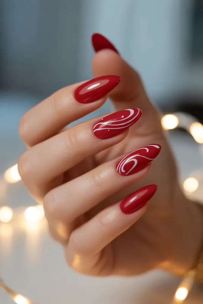 Red with White Swirls