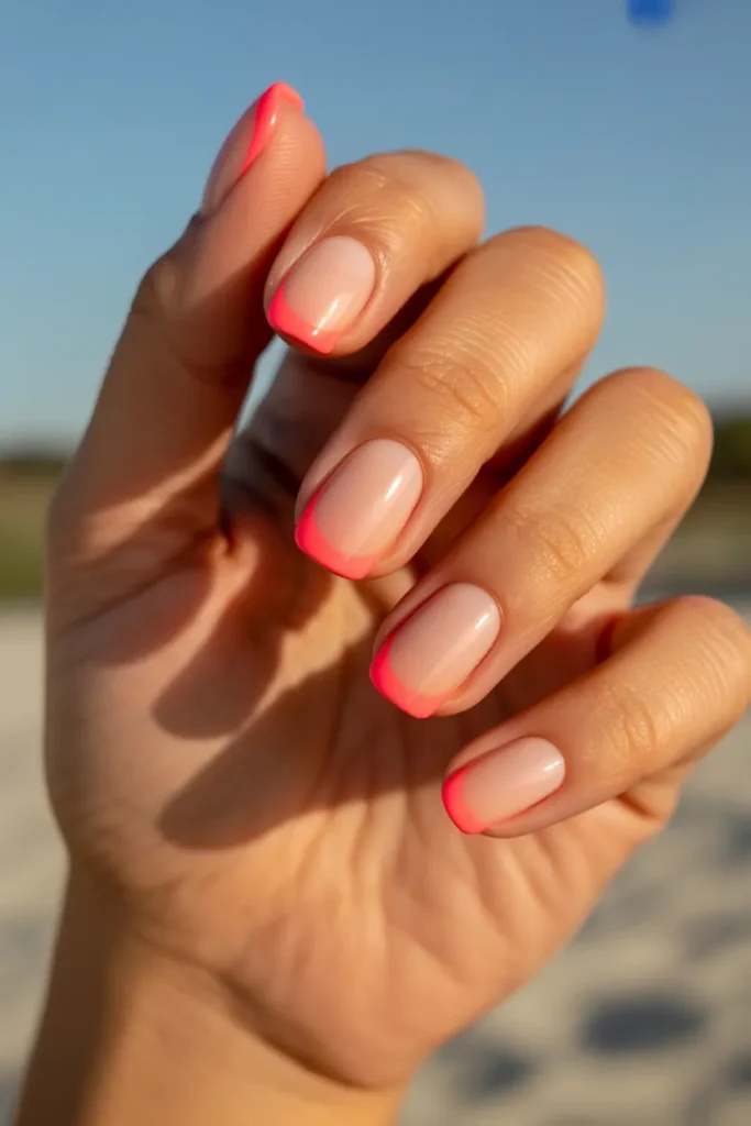 Sandy Beach and Coral Nails
