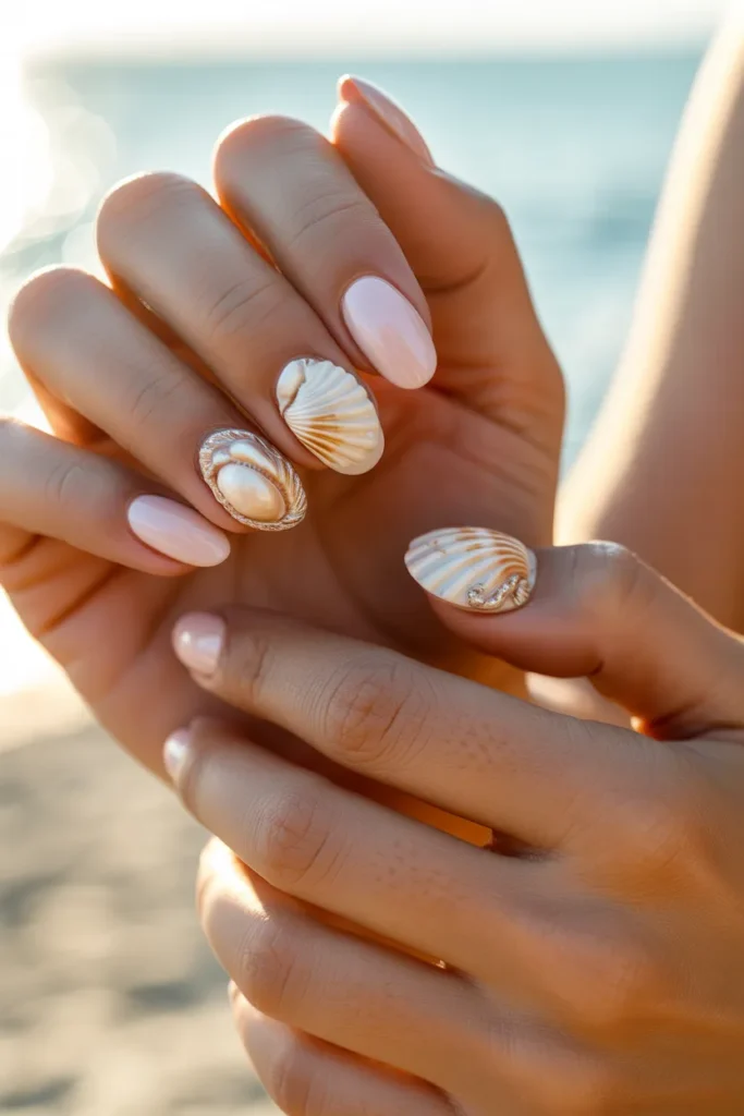 Seashell Accent Nails
