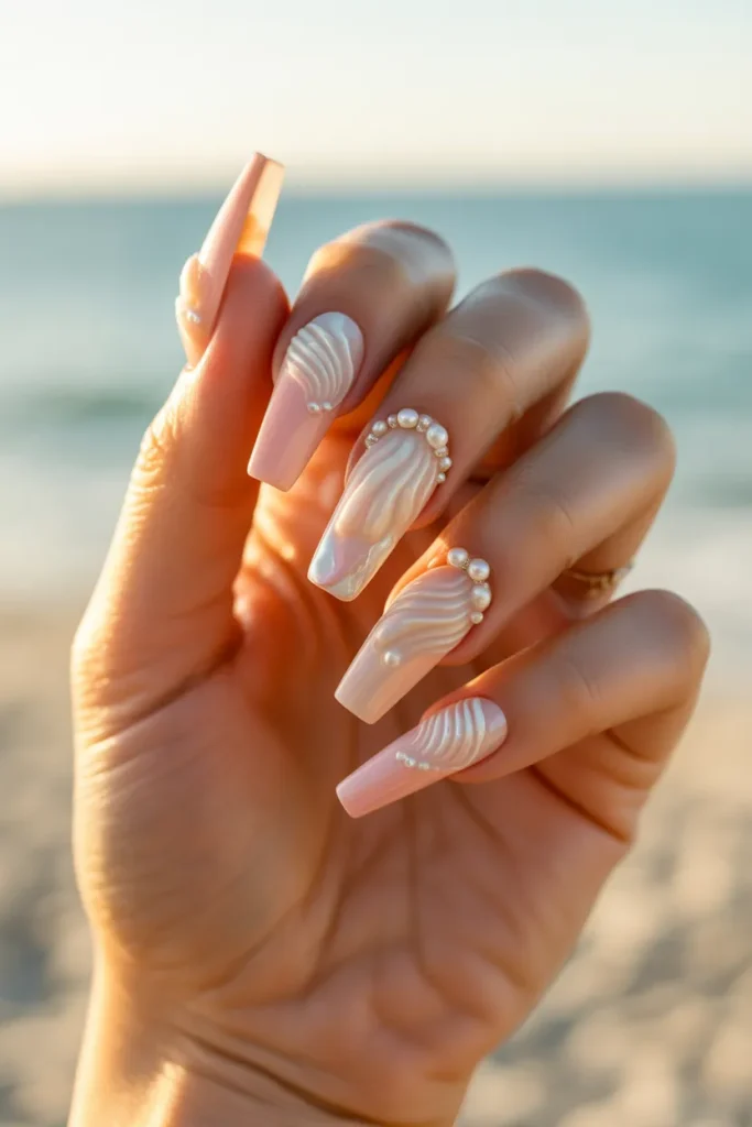 Seashell Art with Pearl Detailing