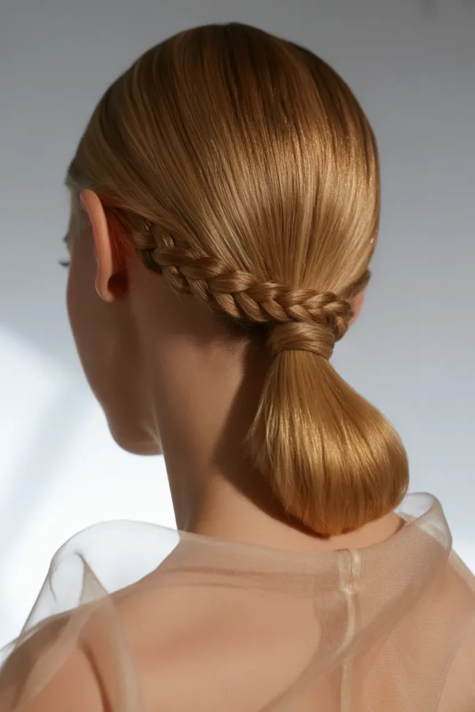 Sleek Low Ponytail with Braided Detail