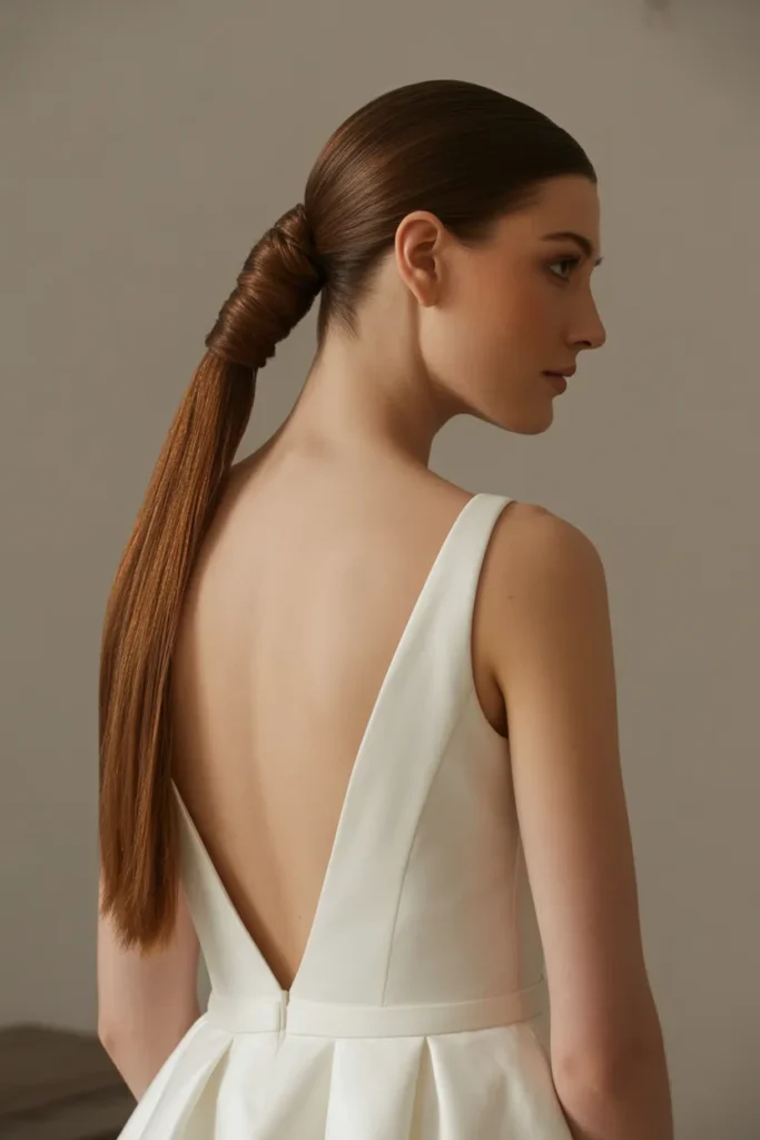 Sleek Ponytail with Hair Wrap