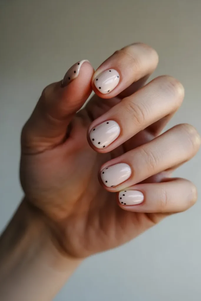 Soft Beige with Black Dots