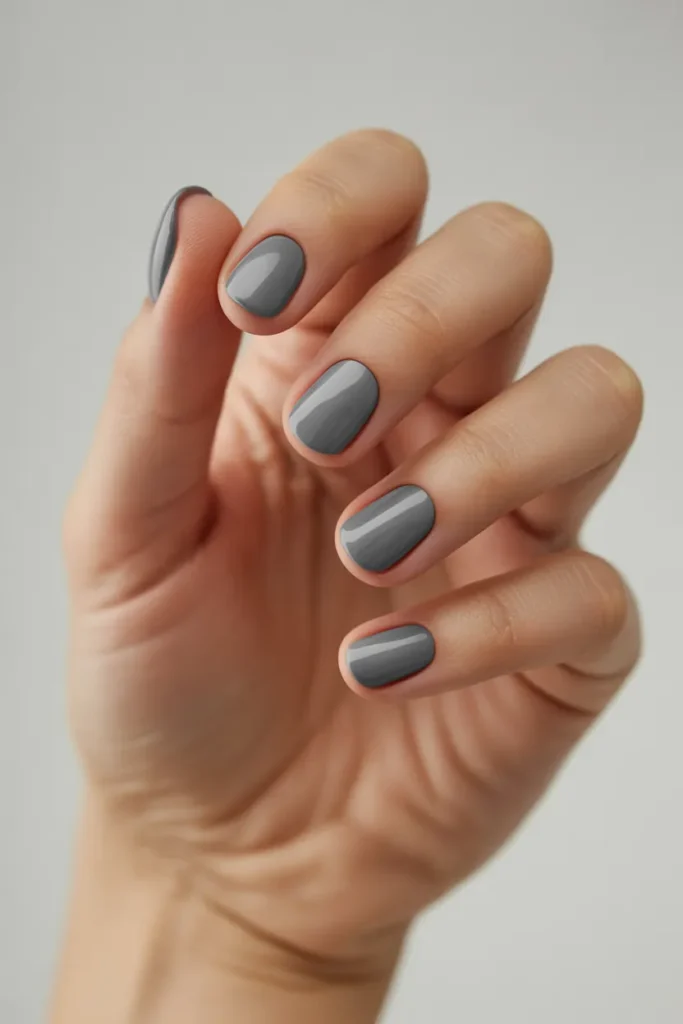 Soft Gray Matte Nails