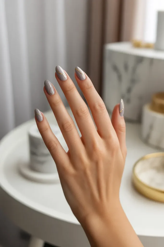 Soft Grey with Gold Streaks