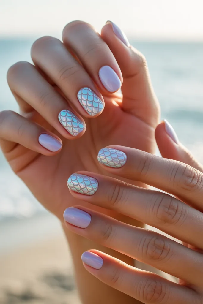 Soft Lavender and Aqua Mermaid Scales