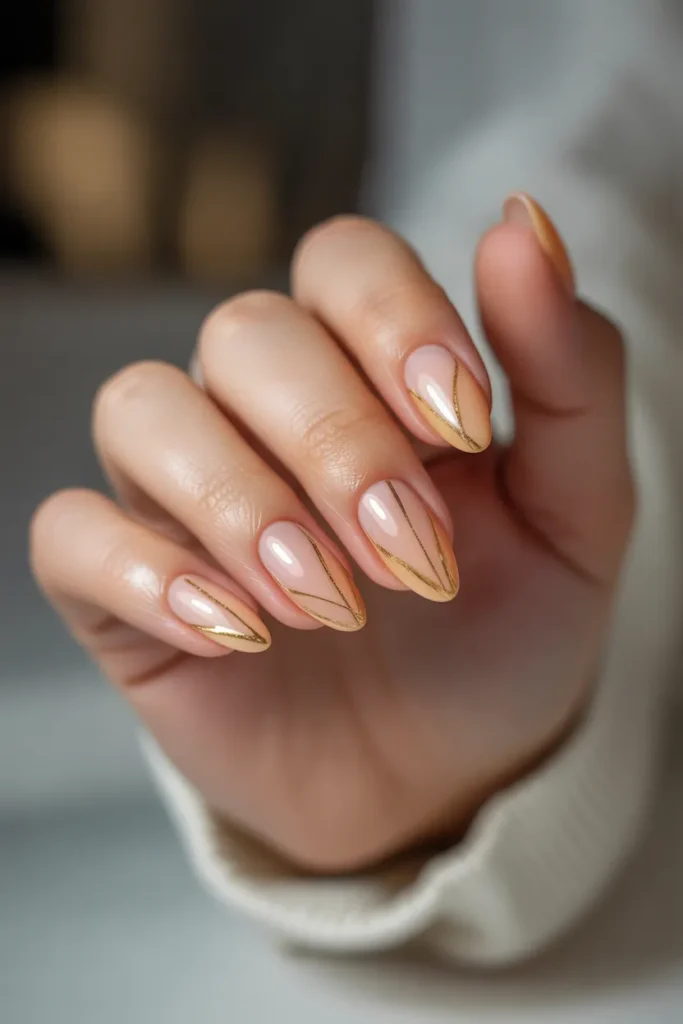 Soft Peach with Thin Gold Lines