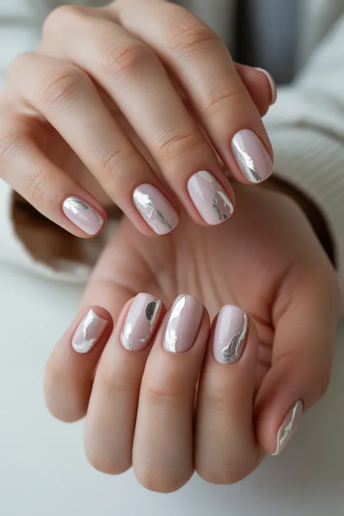 Soft Pink with Silver Leaf Accents