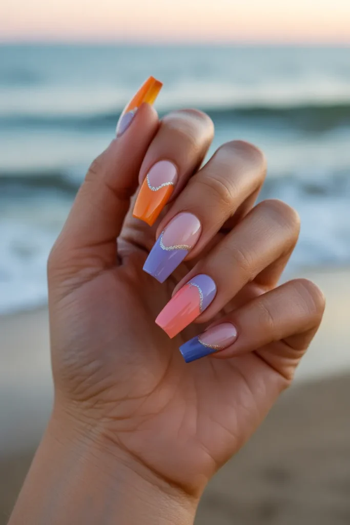 Sunset on the Beach Nails