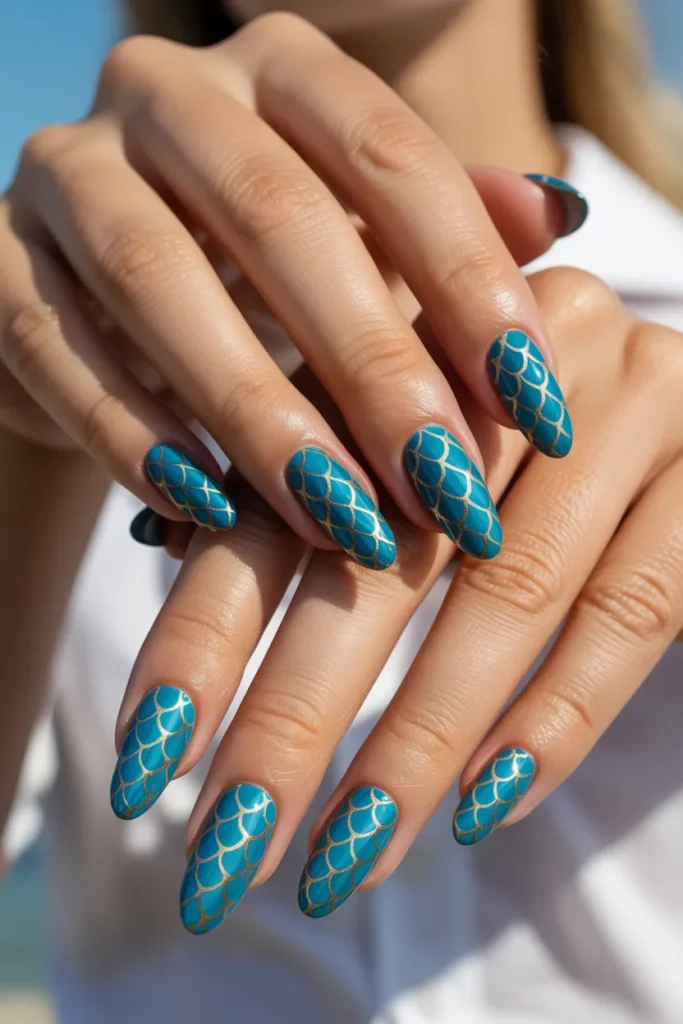 Teal and Gold Metallic Scales