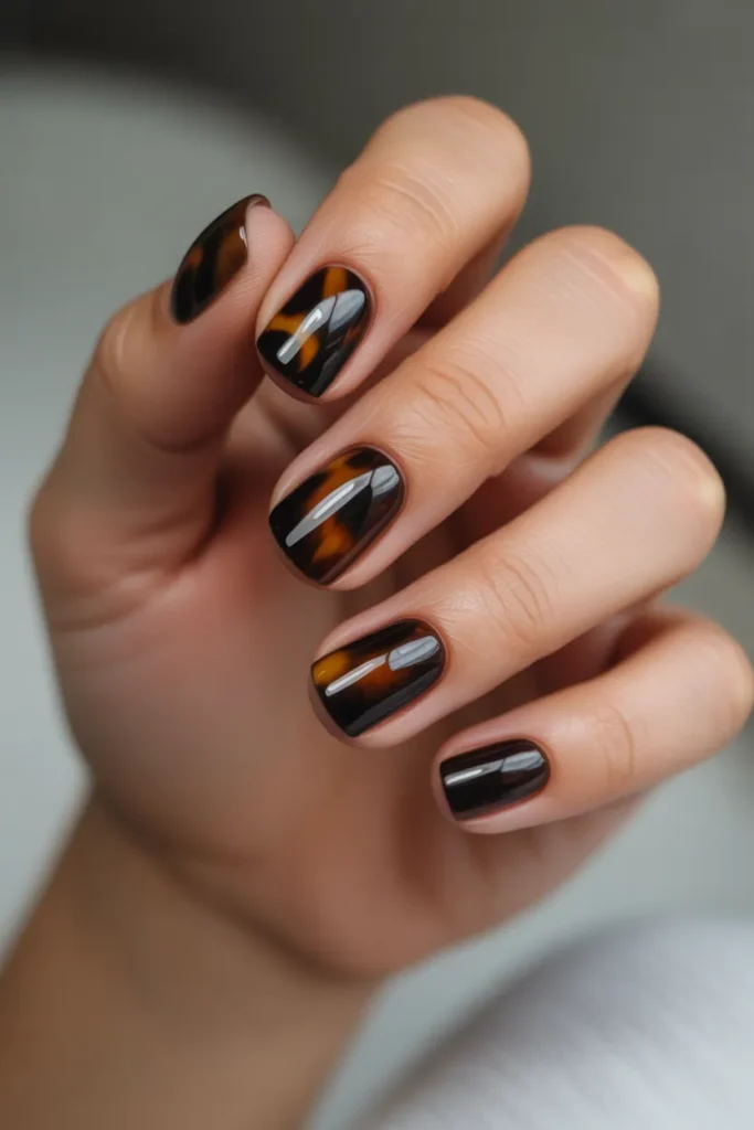 Tortoise Nails with Pink Hues