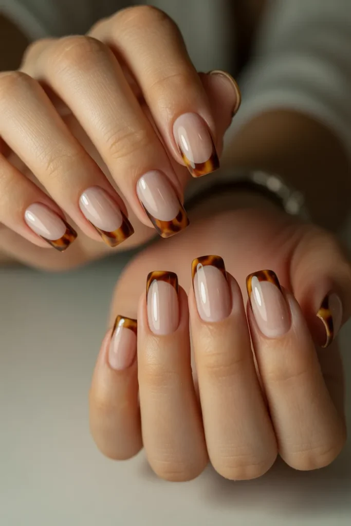 Tortoise Shell French Tips