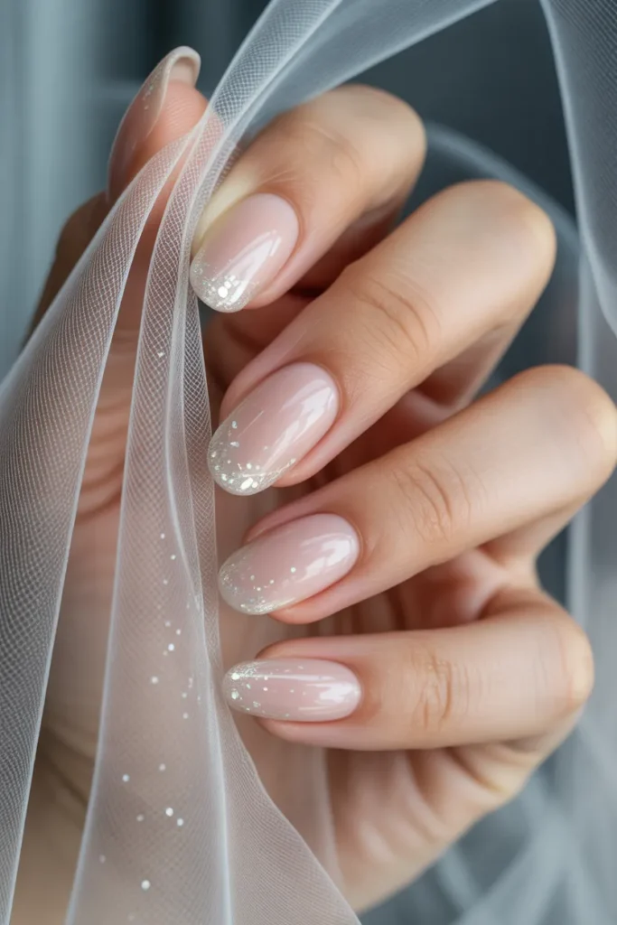 Translucent Nails with Embedded Glitter