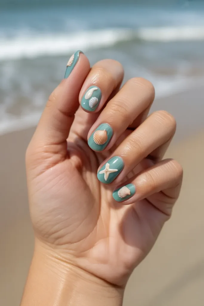  Translucent Sea Green with Shell Art