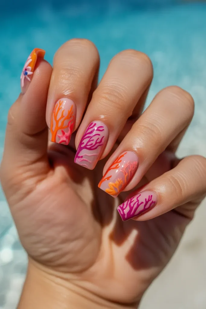 Tropical Coral Reef Nails