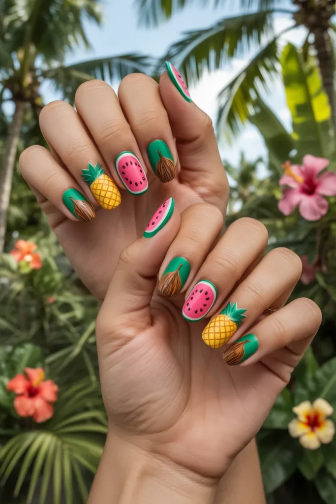 Tropical Fruit Art Nails