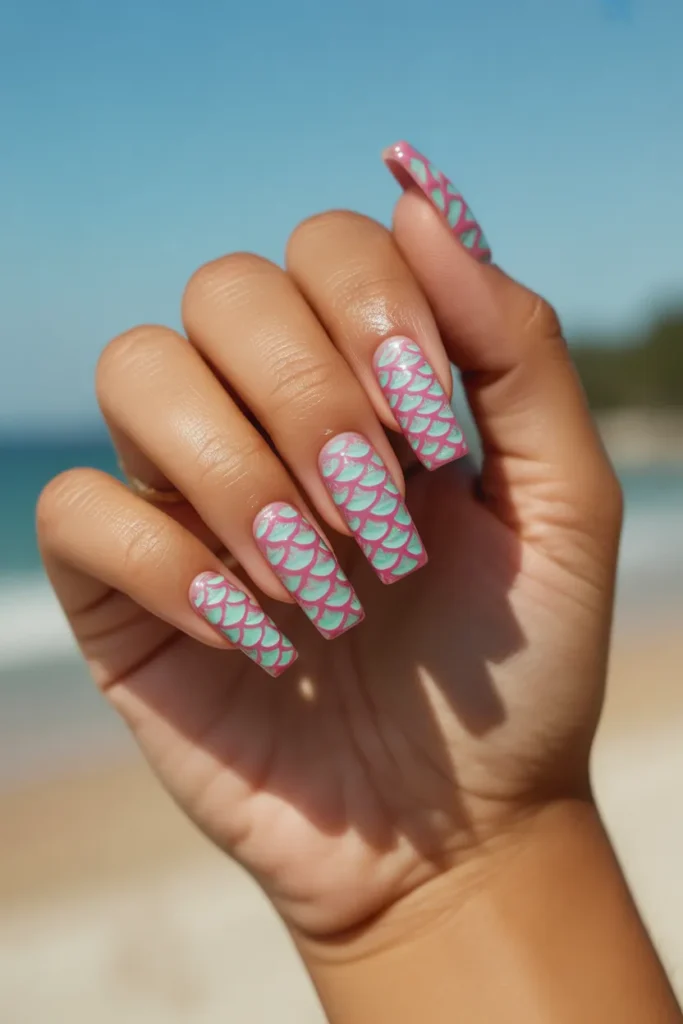 Tropical Watermelon & Seafoam Green Scales