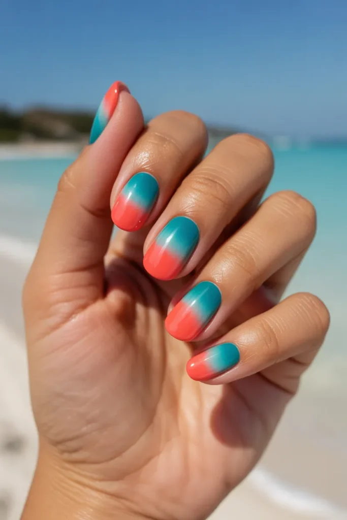 Turquoise and Coral Ombre