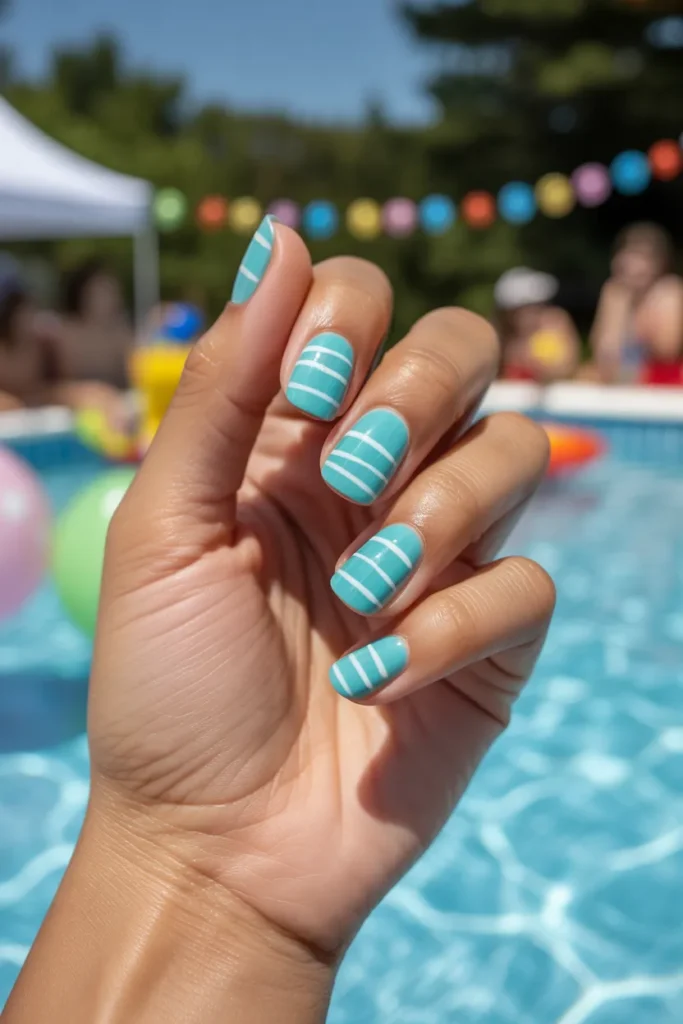 Turquoise and White Stripes