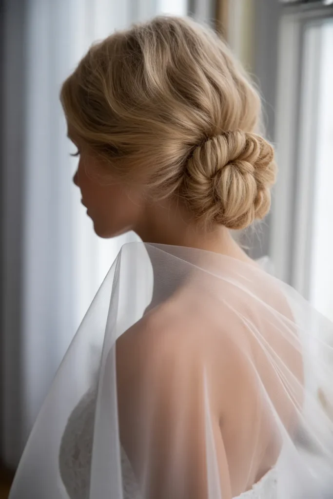 Twisted Low Chignon with Veil