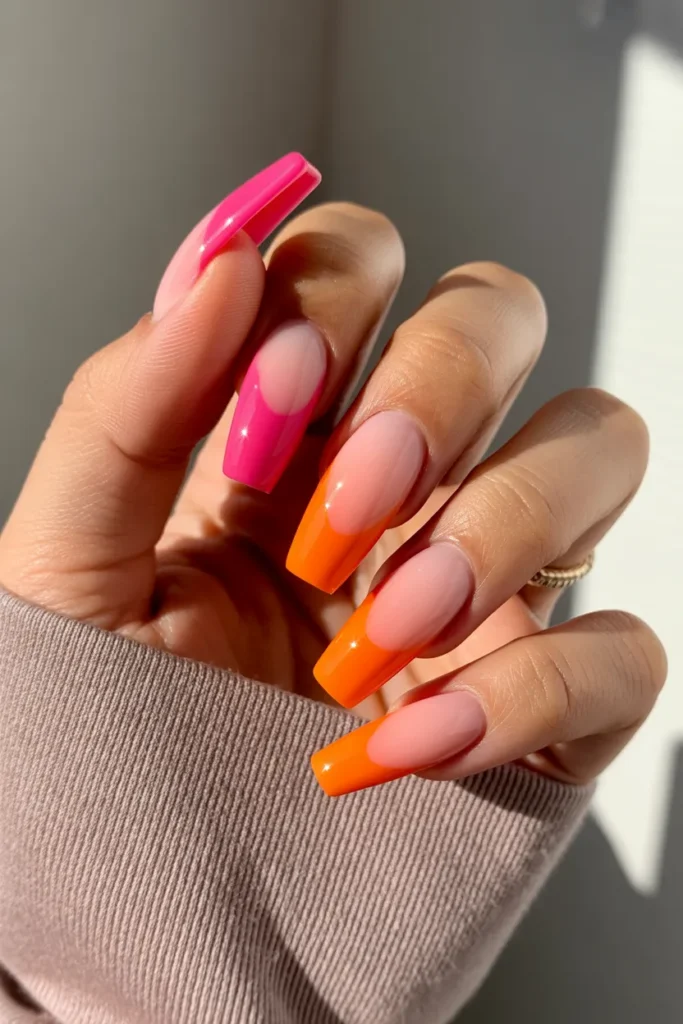 Two-Tone Ombre Coffin Nails