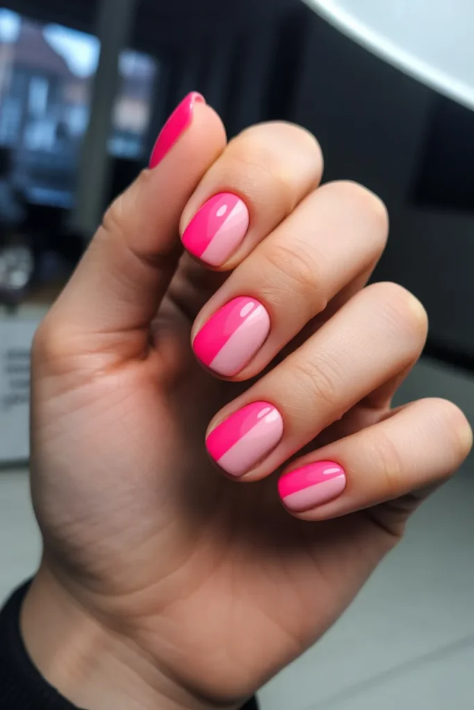 Vibrant Split Colour Nails