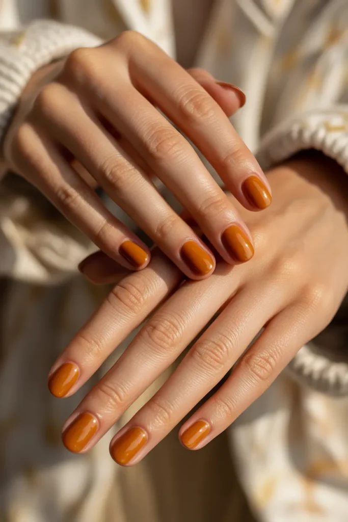 Warm Caramel Gloss Nails