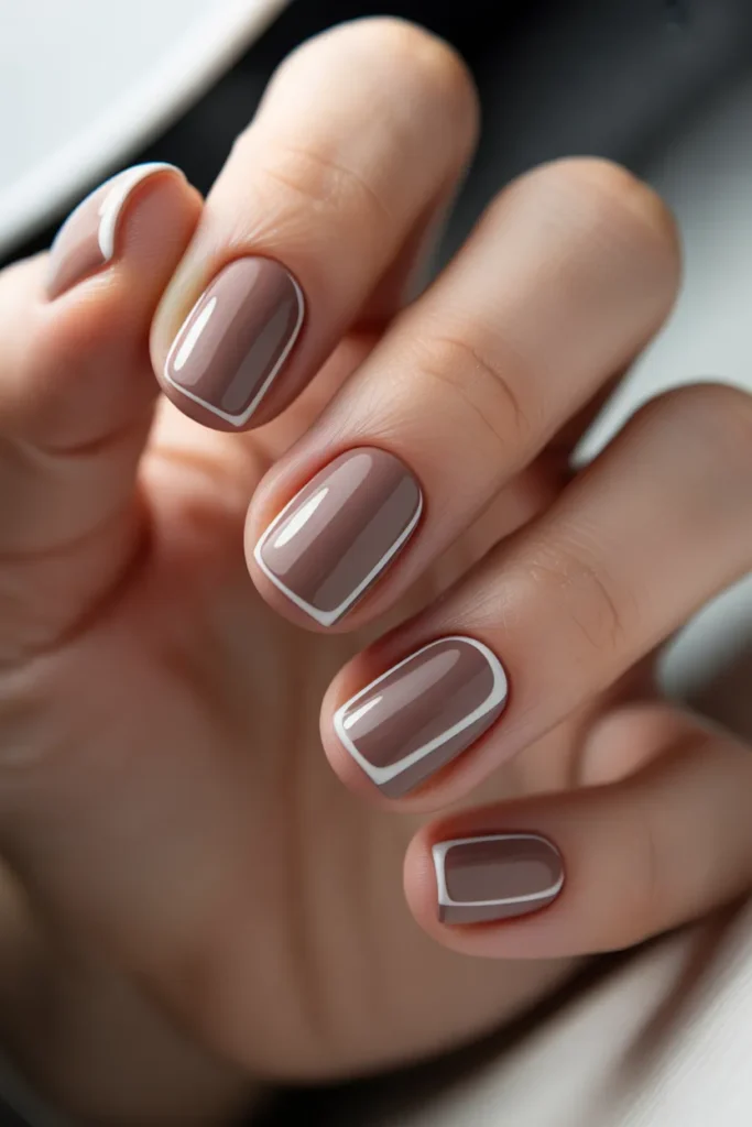 Warm Taupe with White Stripes