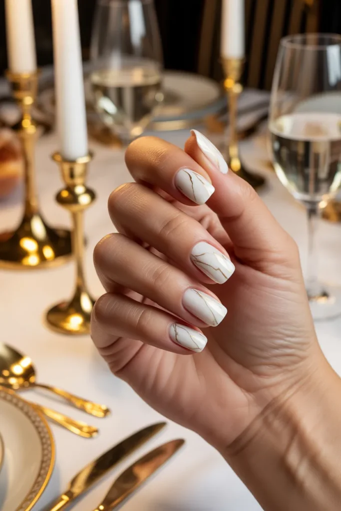White Marble with Gold Accents